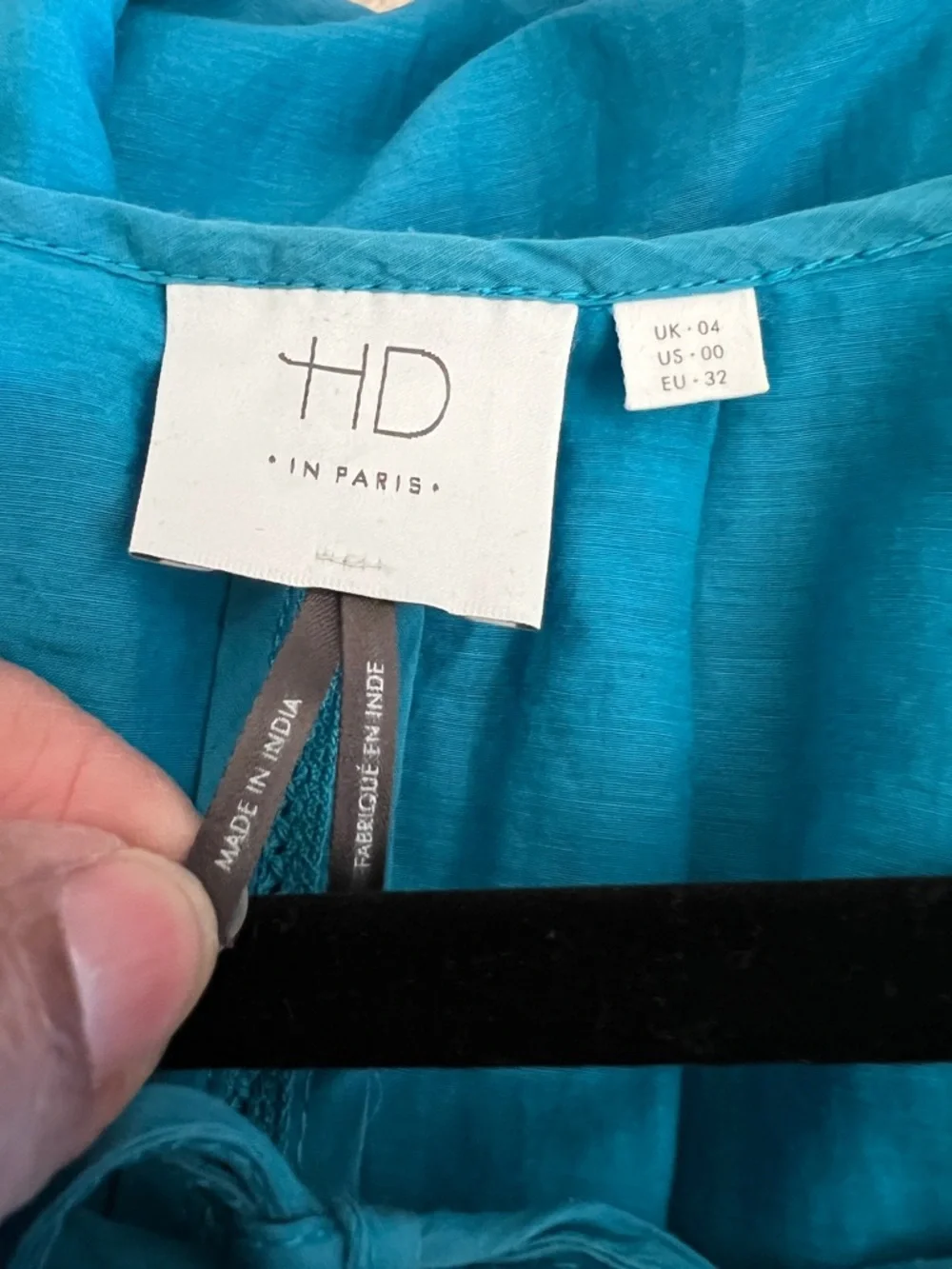 HD in Paris Teal Crochet Trim Tunic Dress Boho Anthropologie 00 Coastal Grandma - Picture 3 of 3